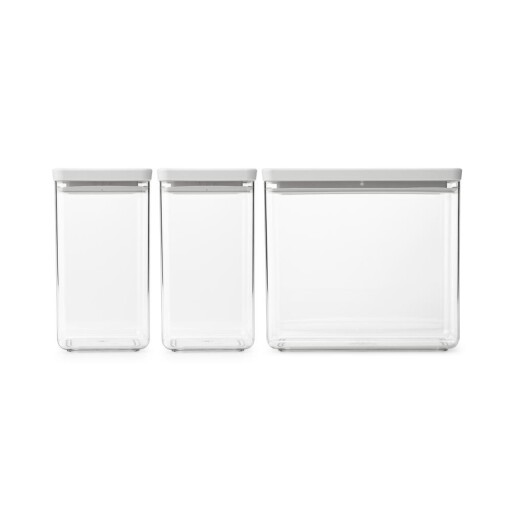 Set 3 recipiente depozitare, Brabantia, Tasty+, 2x1.6 L, 1x3.5 L, plastic, gri deschis