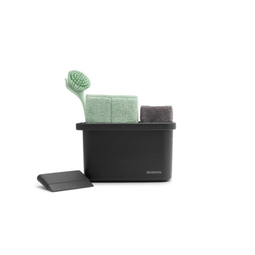 Set oganizator de chiuveta cu accesorii 8 piese, Brabantia, SinkSide, 21.5x11.3x13.4 cm, plastic reciclat, gri inchis