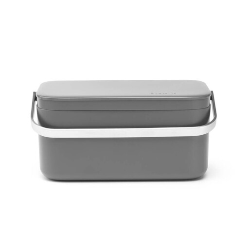 Recipient colectare resturi alimentare, Brabantia, SinkSide Waste Box, 22.1x12.7x10.7 cm, plastic/inox, gri inchis