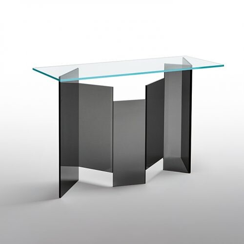 Masa consola Tonelli Design Metropolis  design G. Maurizio Scutella  120x45cm  h 75cm  baza sticla Fume  top sticla clara