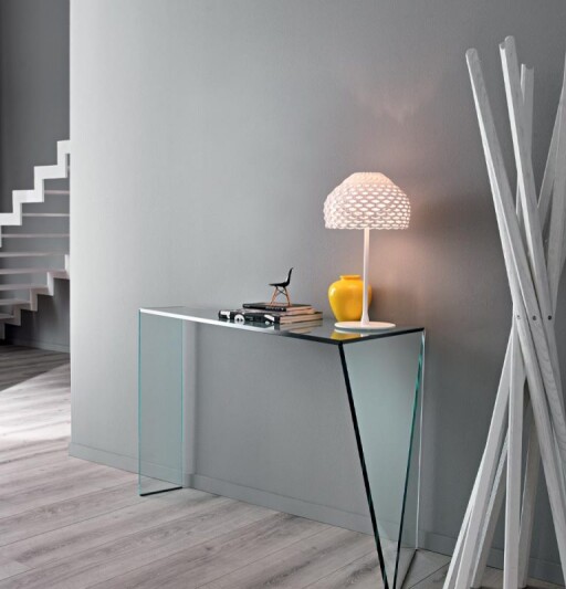 Masa consola Tonelli Design Penrose Consolle  design Isao Hosoe  120x48cm  h 75cm  sticla transparenta