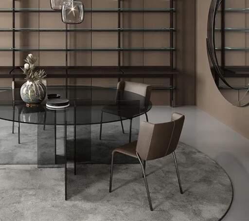 Masa rotunda Tonelli Design Thrim  design Massimo Castagna  d 160cm  h 75cm  baza si top sticla Fume