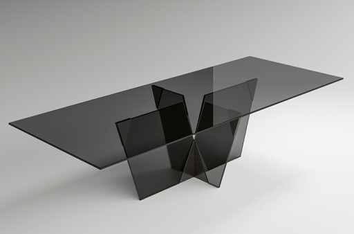 Masa Tonelli Design Crossover  design Massimo Castagna  260x130cm  h 75cm  baza si top sticla Fume