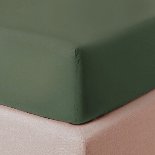Cearceaf de pat cu elastic Descamps Unis Percale 94 180x200cm  Verde Fougere