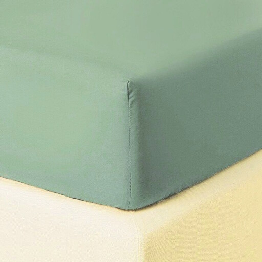 Cearceaf de pat cu elastic Descamps Unis Percale 94 200x200cm  Cardamome