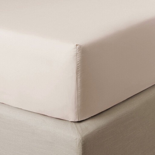 Cearceaf de pat cu elastic Descamps Unis Percale 94 160x200cm  Bej Soja