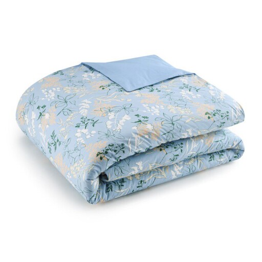 Cearceaf pentru pilota Jardin Secret Embellie 240x220cm  Albastru Arctique