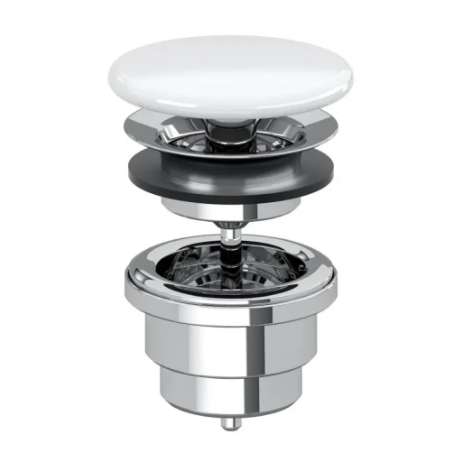 Ventil fix Villeroy & Boch pentru lavoare fara preaplin cu capac ceramic alb