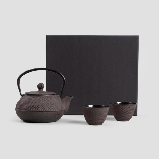 Set ceainic cu 2 cesti Modig, Homla, 800 ml, fonta, maro