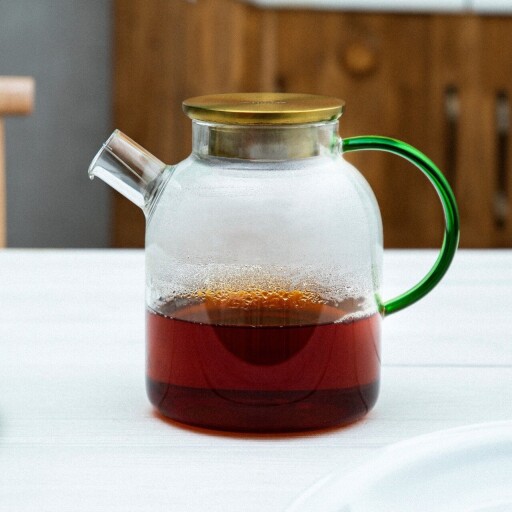 Ceainic Kubbe, Homla, 1.8 L, sticla/inox, verde/auriu