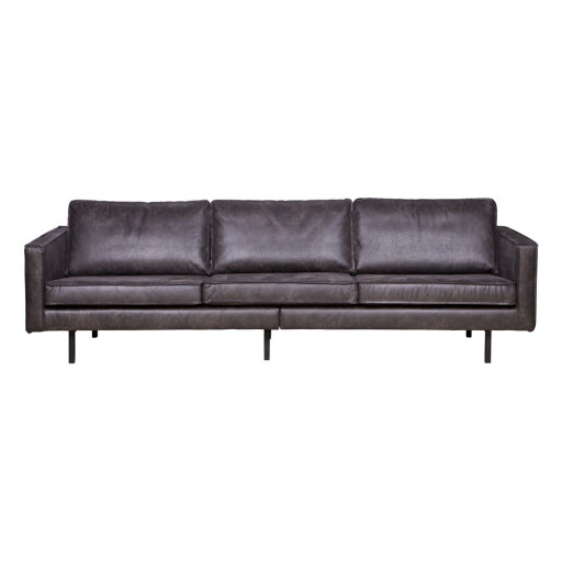 Canapea neagră cu tapițerie din imitație de piele 277 cm Rodeo – WOOOD