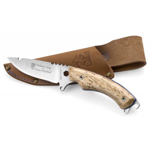 Cutit Claude Dozorme Summer Camp multifunctional  maner lemn mesteacan  lama fixa inox