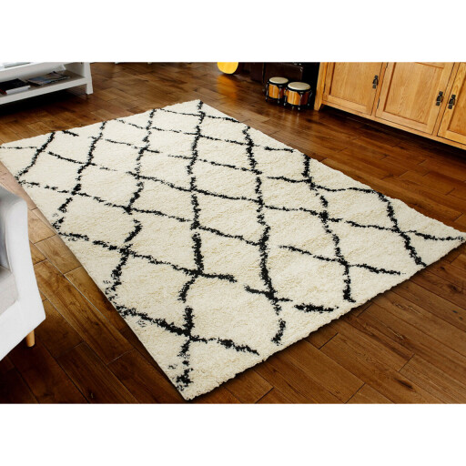 Covor, G0276M, 80x150 cm, Polipropilena, Crem/Negru