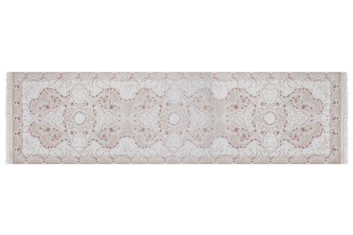 Covor, 4853A, 80x300 cm, Polipropilena, Alb / nurcă / roz