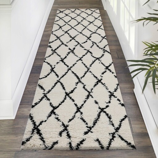 Covor, G0276M, 80x300 cm, Polipropilena, Crem/Negru