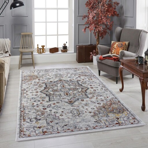 Covor, HG117, 160x230 cm, Poliester, Crem / Gri