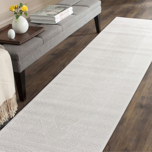 Covor, 4320A , 80x300 cm, Polipropilena, Alb