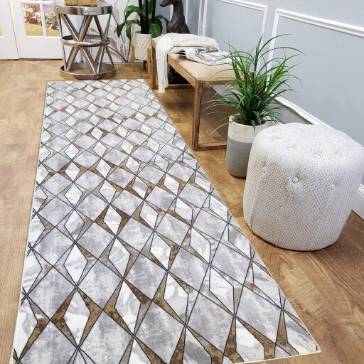 Covor, 1094, 120x150 cm, Poliester, Gri / Auriu