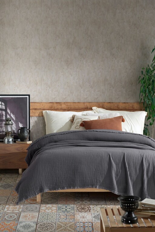 Cuvertura Double Pique, 200x250 cm, 100% bumbac, Cuenca, Viaden, antracit