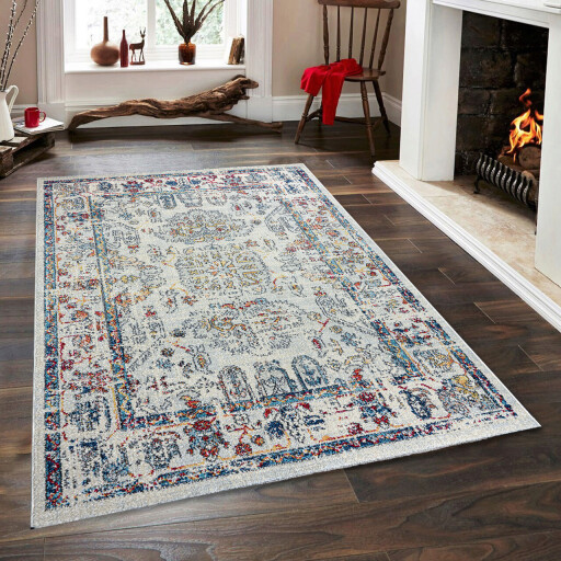 Covor, Vintage 7659 , 80x300 cm, Polipropilena, Alb / Galben