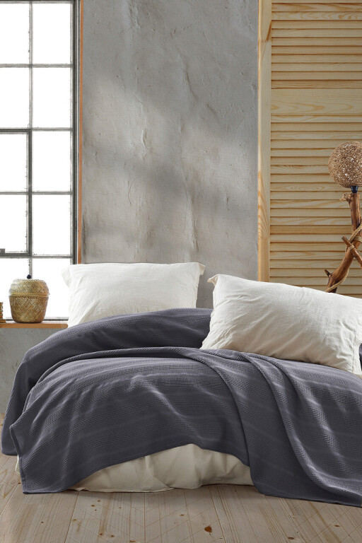 Cuvertura matlasata dubla, Leona - Anthracite, Viaden, Bumbac