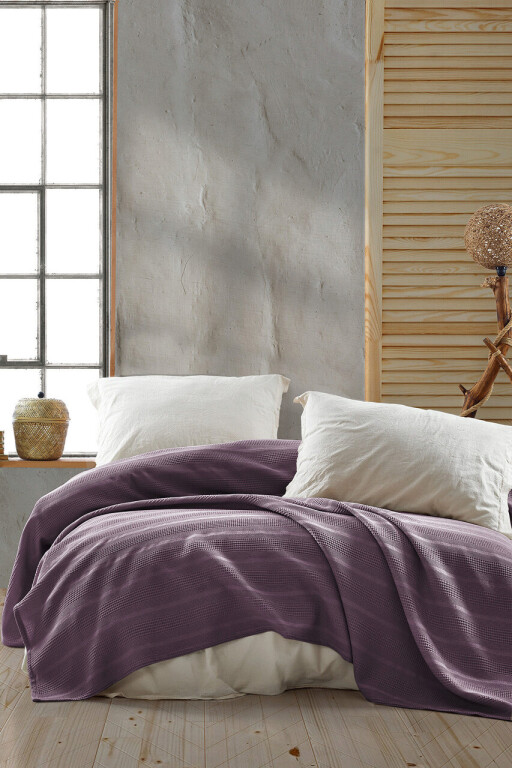 Cuvertura matlasata dubla, Leona - Purple, Viaden, Bumbac
