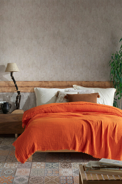 Cuvertura matlasata dubla, Cuenca - Orange, Viaden, Bumbac