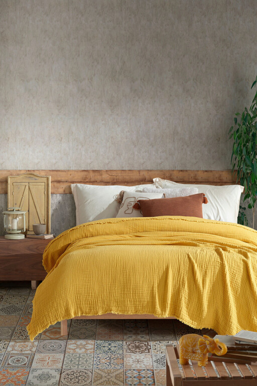 Cuvertura matlasata dubla, Cuenca - Yellow, Viaden, Bumbac
