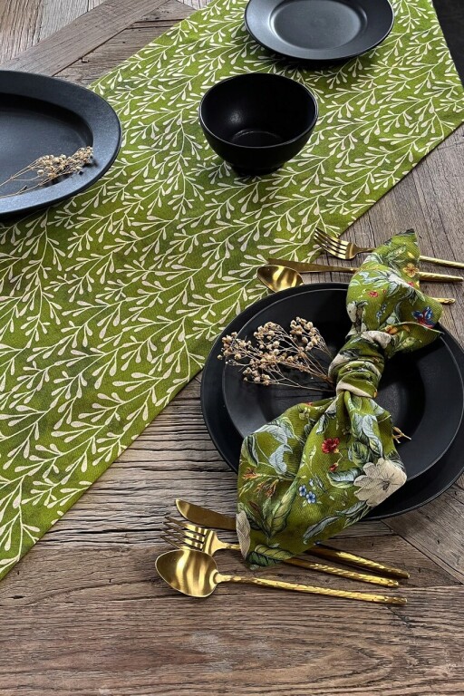 Traversa de masa, SX - Kitchen, 626SRT1145, Poliester , Dimensiune: 45 x 150 cm (1 bucată), Verde