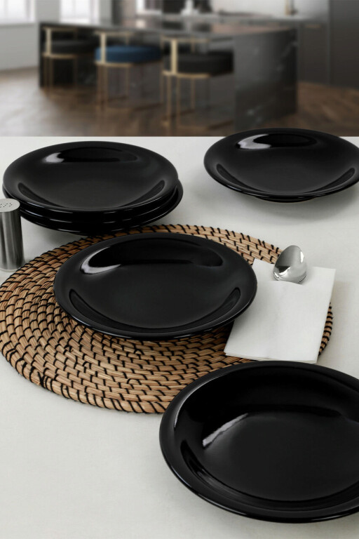 Set platouri servire, Keramika, 275KRM1438, Ceramica , Nu absoarbe apa, Negru