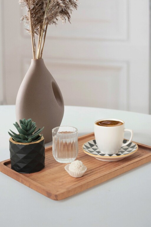 Set cesti de cafea, Keramika, 275KRM1925, Ceramica , 6x6x6 cm, 110 ml, Alb/Negru