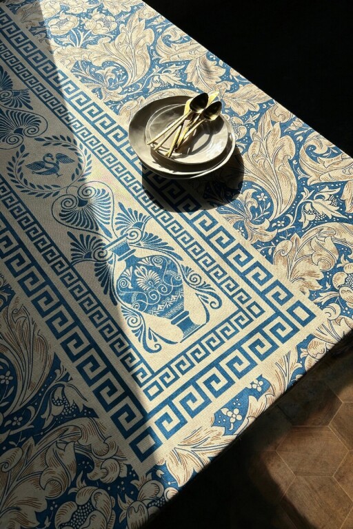 Fata de masa, SX - Kitchen, 626SRT1125, Poliester , Dimensiune: 135 x 200 cm (1 bucată), Albastru/Alb