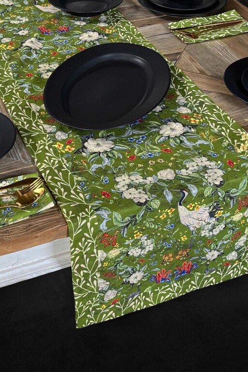 Traversa de masa, SX - Kitchen, 626SRT1144, Poliester , Dimensiune: 45 x 150 cm (1 bucată), Verde