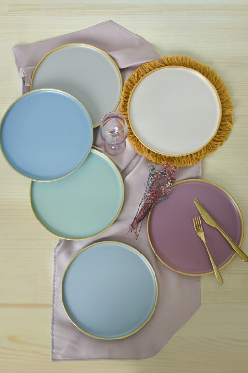 Set platouri servire, Keramika, 275KRM2203, Ceramica , Nu absoarbe apa, Auriu