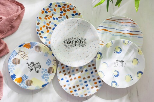 Set farfurii pentru desert, Rekitchen, 513RKT1113, Portelan , 21 x 21 x 2 cm, 6 piese, Multicolor