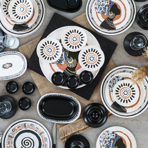 Set de mic dejun, Keramika, 275KRM1699, Ceramica , Nu absoarbe apa, Negru