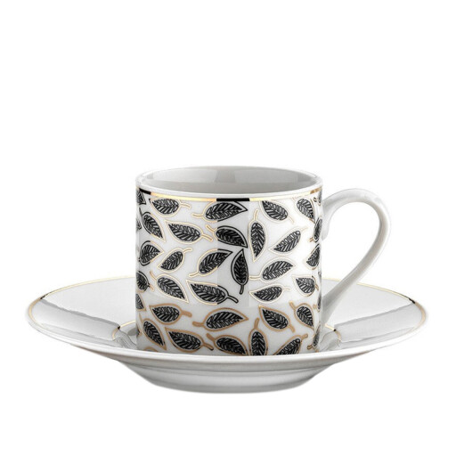 Set cesti de cafea, Kütahya Porselen, 710KTP1249, Portelan, Alb/Negru