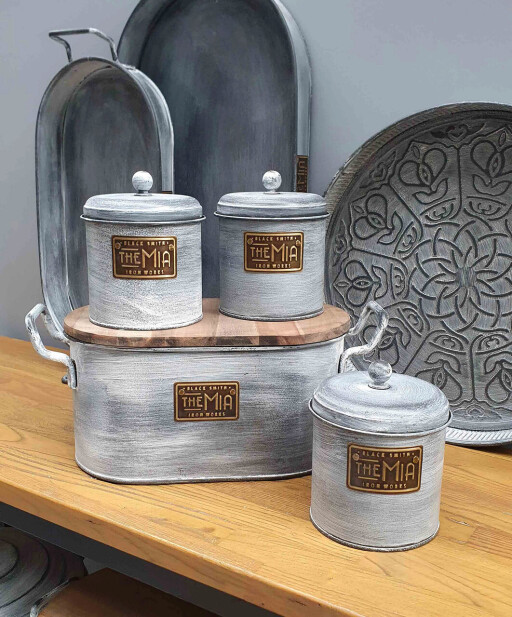 Recipient cu capac, Mia, 742TMA3732, Metal, Piatra