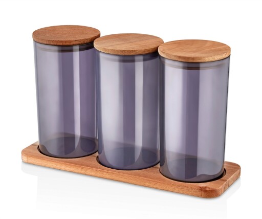 Set recipiente cu capac, Hermia, 619PLS1179, Dishwasher - safe / Microwave - not safe / BPA Free, Maro/Mov