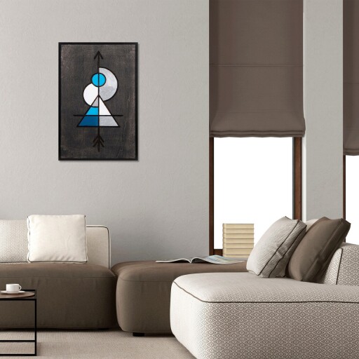 Decoratiune de perete, Pyramid 2, Placaj, Dimensiune: 39 x 59 cm, Multicolor