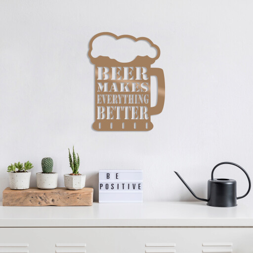 Decoratiune de perete, Beer, Metal, Dimensiune: 35 x 45 cm, Cupru