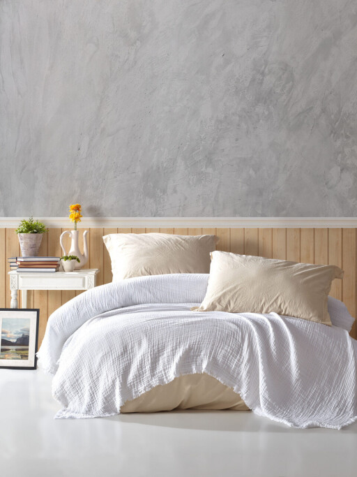 Cuvertura matlasata dubla, Cuenca - White, Viaden, Muselina