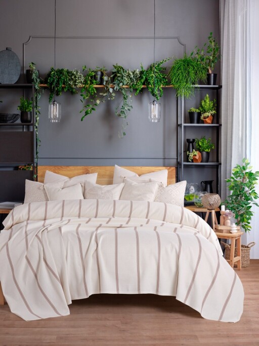 Cuvertura matlasata dubla, Braga - Camel, Viaden, Bumbac reciclat