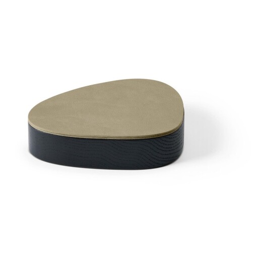 Cutie de depozitare verde-neagră din lemn și din piele ecologică cu capac, decorativă 14x12,5x3,5 cm Curve Nupo – LIND DNA