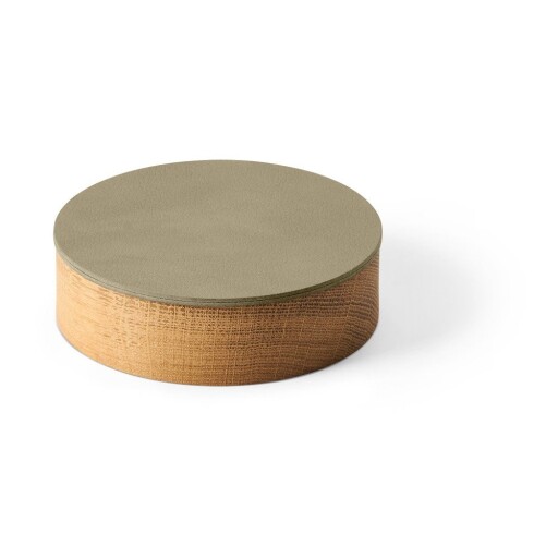 Cutie de depozitare verde-în culoare naturală din lemn și din piele ecologică cu capac, decorativă ø 11x3,5 cm Circle Nupo – LIND DNA