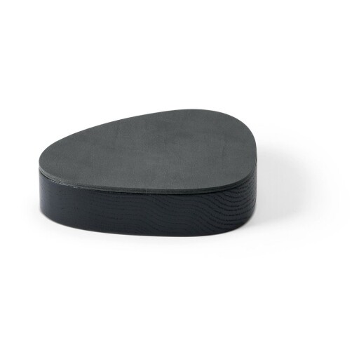 Cutie de depozitare neagră-gri antracit din lemn și din piele ecologică cu capac, decorativă 14x12,5x3,5 cm Curve Nupo – LIND DNA