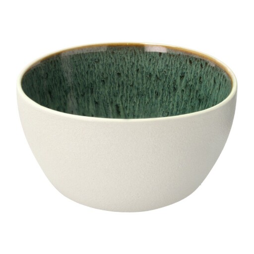 Bol mic alb/verde din gresie 400 ml Gastro White/Green – Bitz