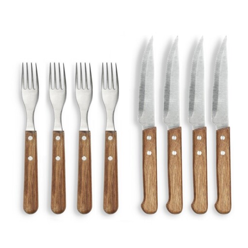 Set de tacâmuri pentru friptură argintiu/în culoare naturală din oțel inoxidabil 8 buc. – Holm