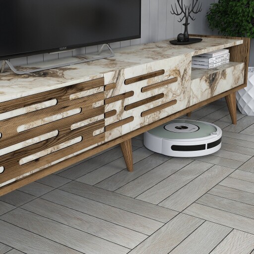 Set mobilier living, Hommy Craft, Valensiya, PAL, Nuc / Alb / Marmură