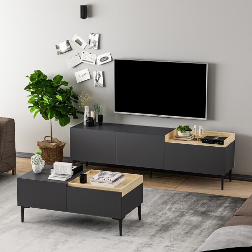 Set mobilier living, Inarch, Mia, PAL, Antracit